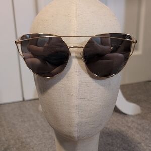 Cat Eye Mirrored Sunglasses Gold Frames Black Lenses NWOT